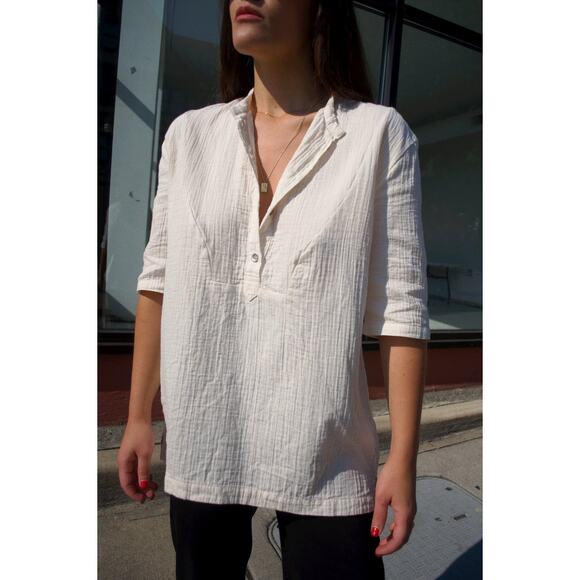 Atelier Delphine April Top Half Sleeve Kinari Ivory Cotton Gauze Large NWOT $210 - Picture 7 of 15